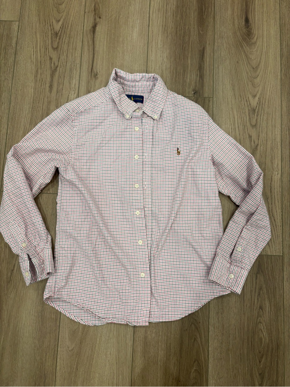 Ralph Lauren boys large red and White Check Button-Down Shirt